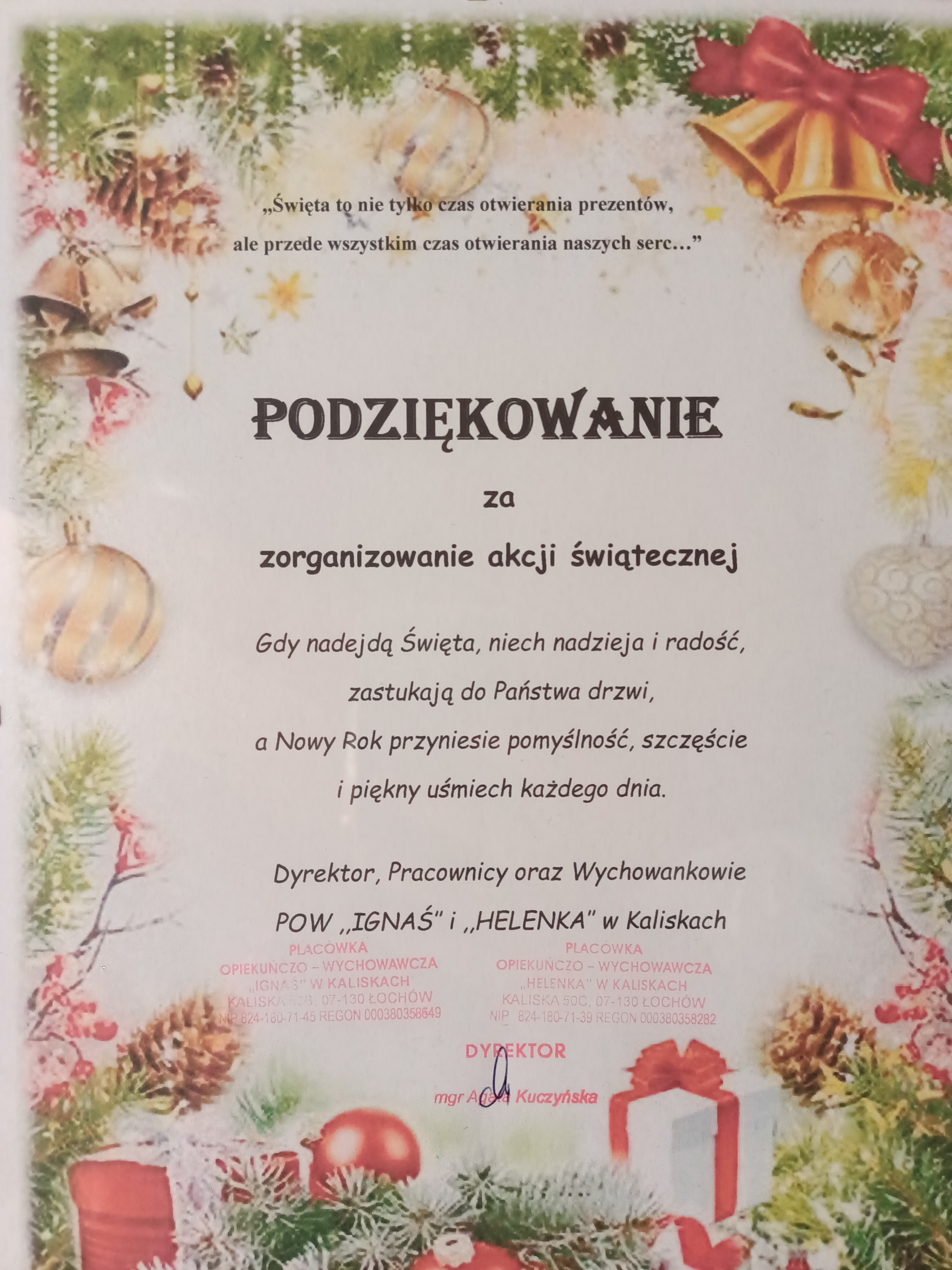 Przekazanie zbiórki dla dzieci z Ośrodka Opiekuńczo-Wychowawczego w Kaliskich ...
